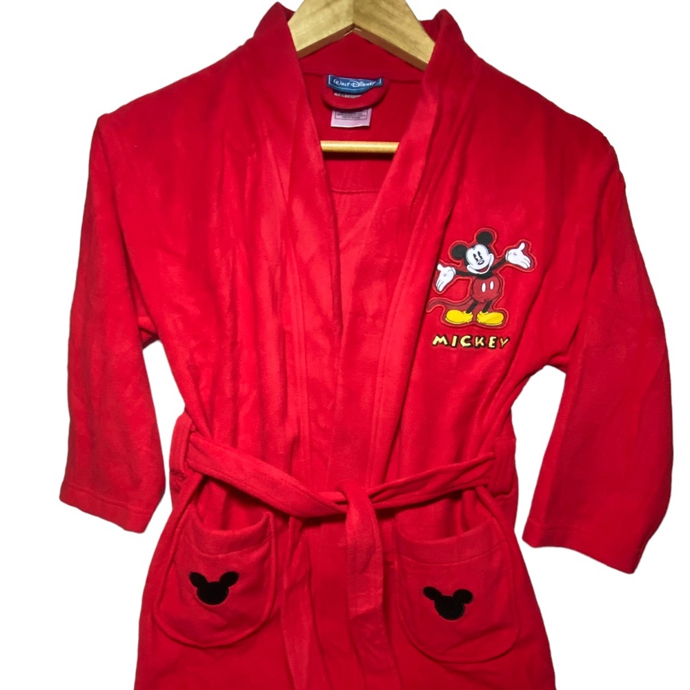 Disney Mickey Mouse Red Pajamas Robe Bathrobe Kids Medium